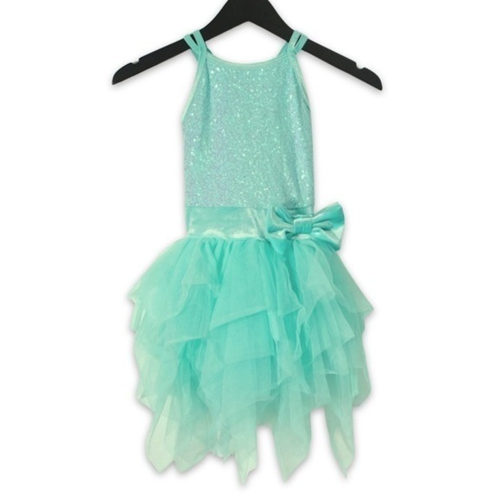 Curtain Call Dance Dress Girls‎ M Mint Green Sequin Fairy Balletcore Mermaidcore